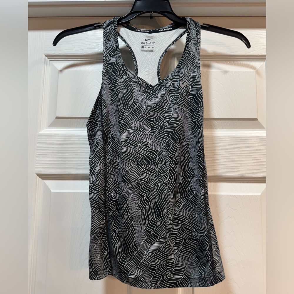 Nike Black and White Graphic Razorback Tank